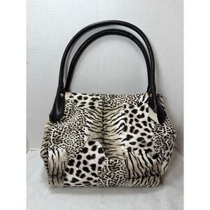 NWT VTG Y2K Shoulder Bag Womens Medium Black White Animal Print Patchwork